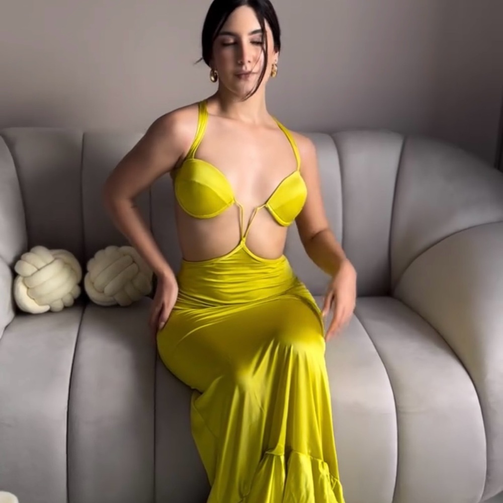 Elegant Yellow Women's Intimate Dress